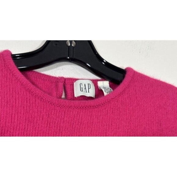 Gap Vintage LAMBSWOOL ANGORA Rabbit Hair Knit Sweater Top L Hot Pink Barbie - Picture 4 of 4